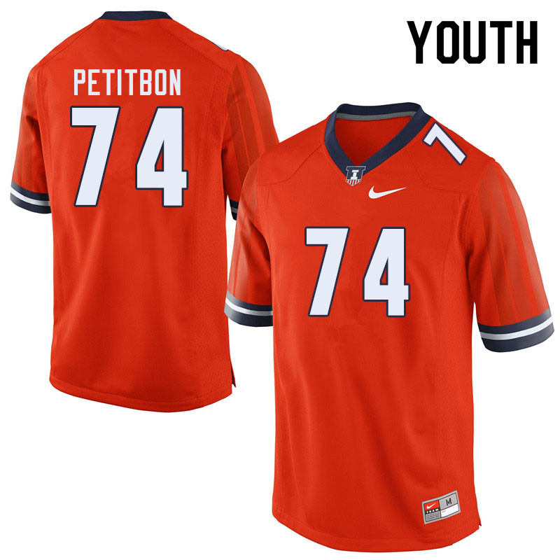 Youth #74 Richie Petitbon Illinois Fighting Illini College Football Jerseys Sale-Orange